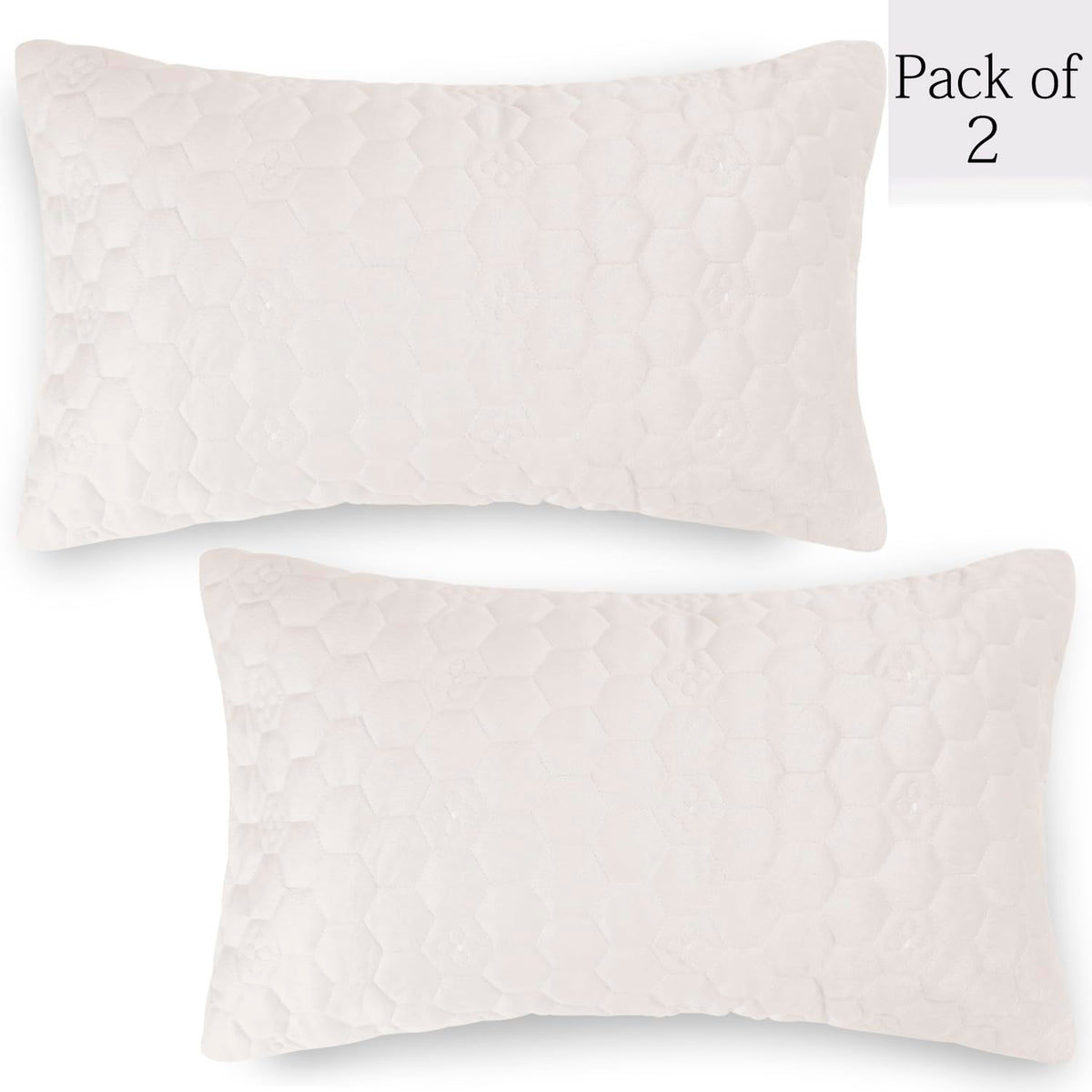 Buy Beige Colour Premium Zippered Hexagonal Texture Velvet cushion covers in set of 2