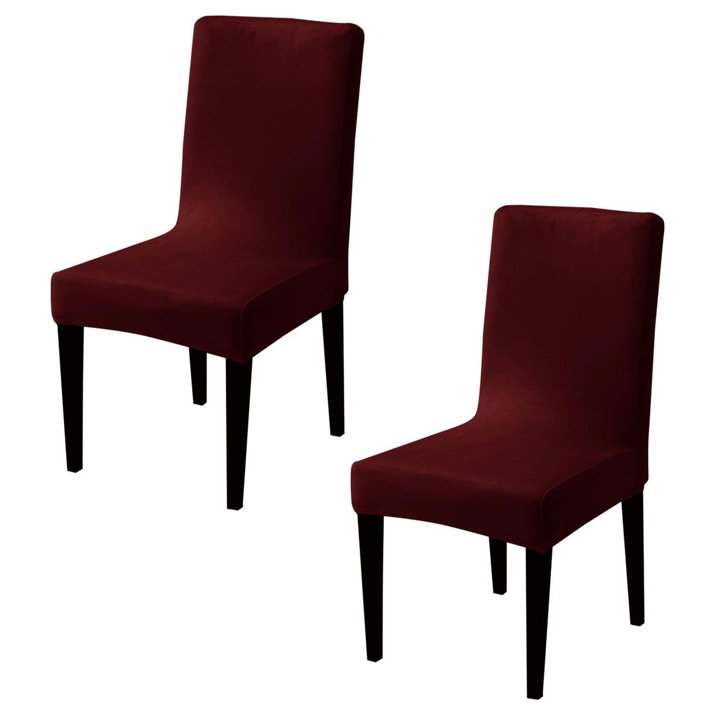 Elastic Stretchable Premium Velvet Dining Chair Cover, Burgundy