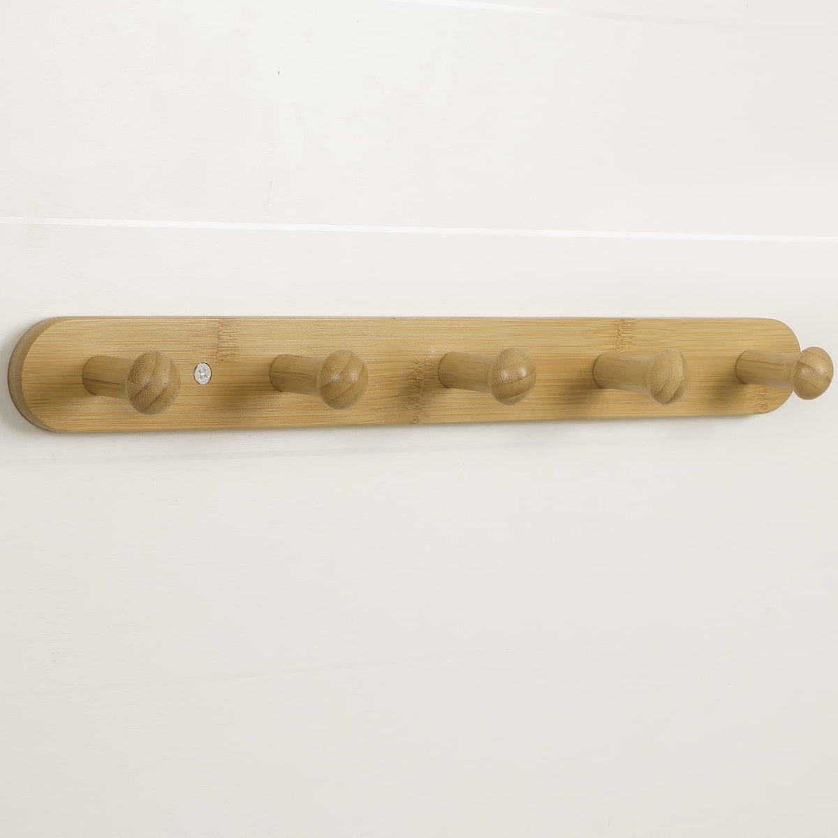 Bamboo Wooden Heavy Duty Wall Hooks for Hanging - 5 Hooks