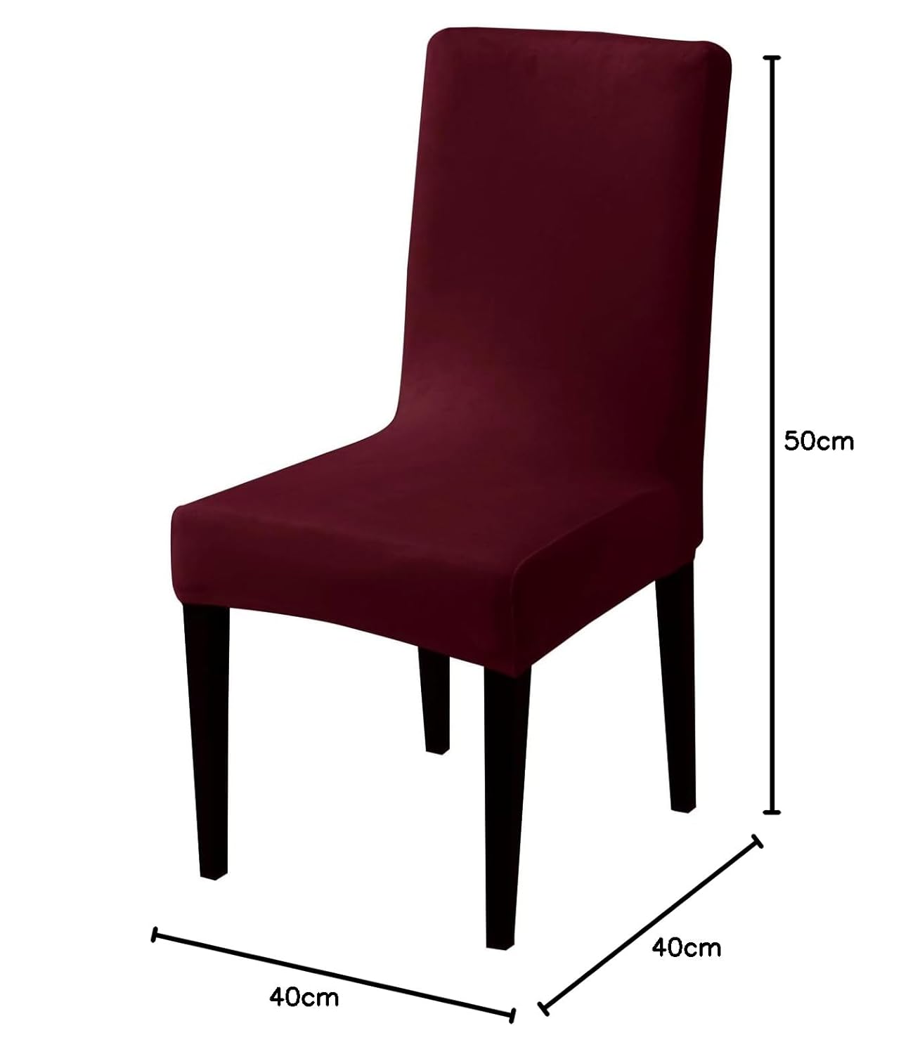 Elastic Stretchable Premium Velvet Dining Chair Cover, Burgundy