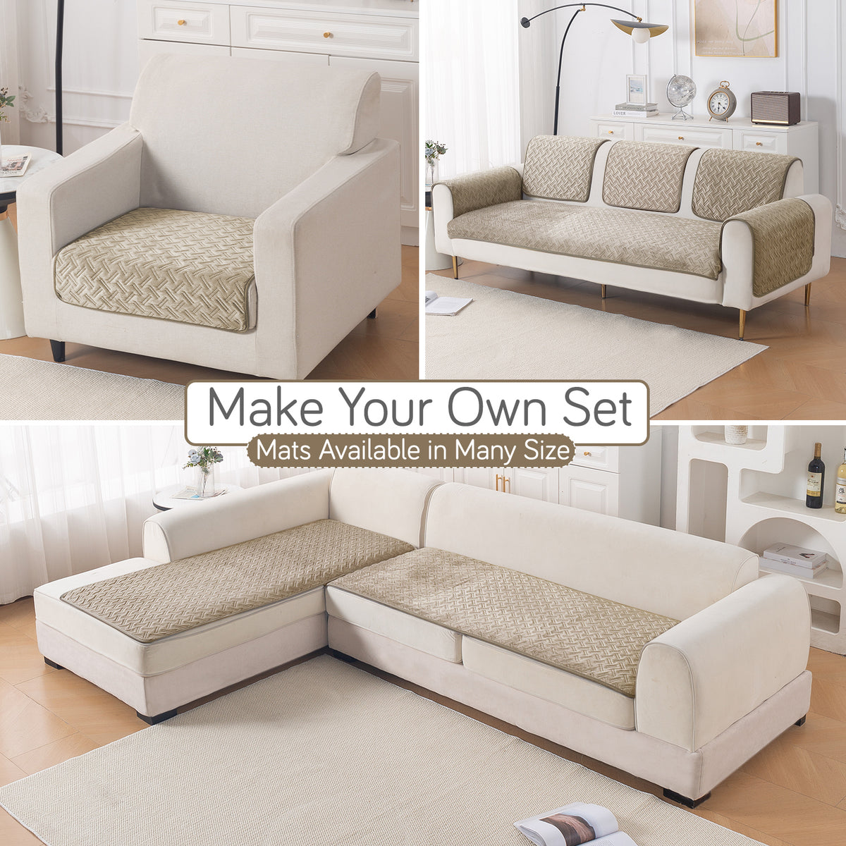 Softline Quilted Sofa Cover Mat, Latte Brown
