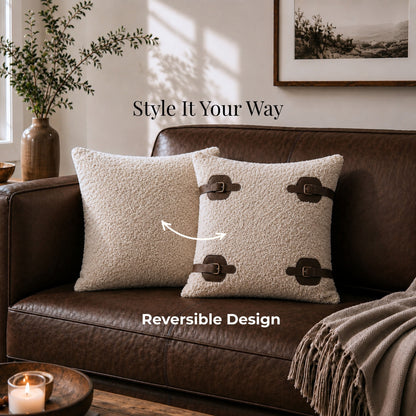 HOKIPO Boucle Cushion Cover 16x16 in for Sofa, Ivory