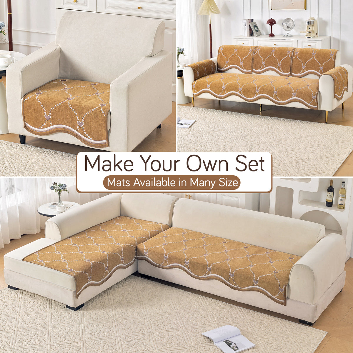 Serene Curves Sofa Cover Mat, Love Trails