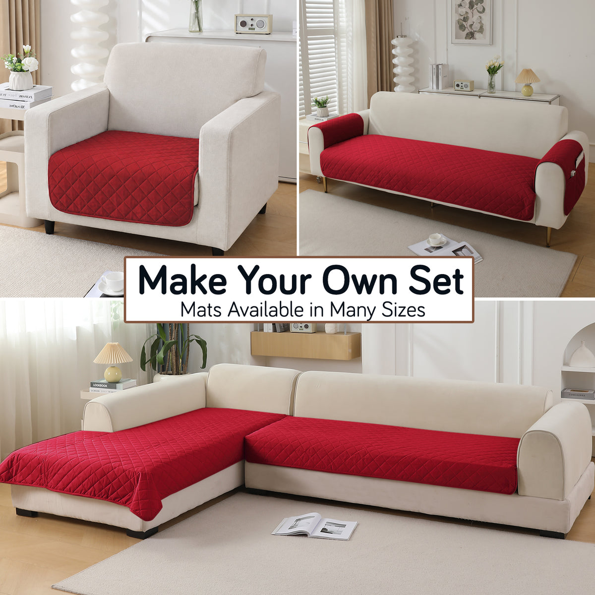 Drylin Quilted Sofa Cover Mat, Red