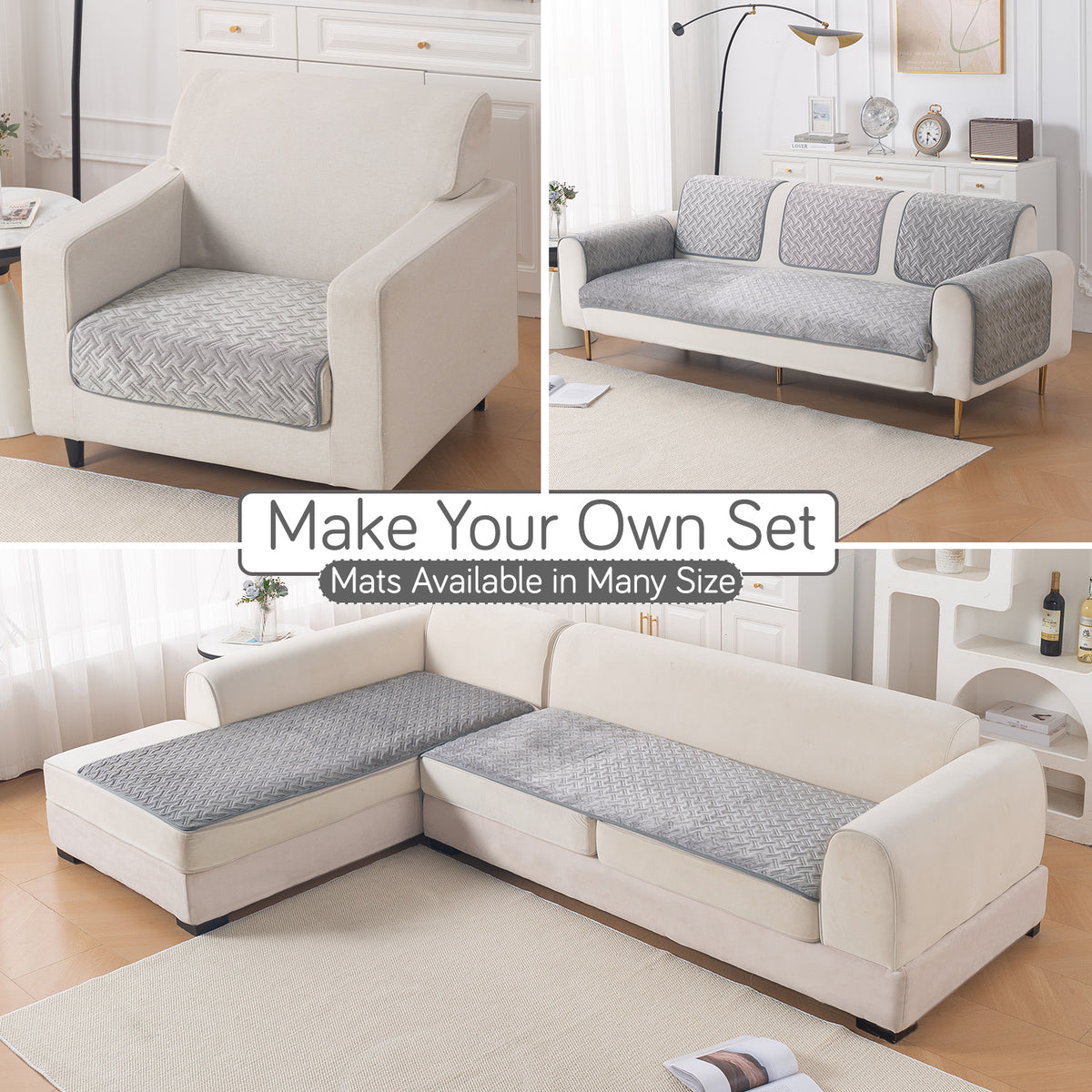Softline Quilted Sofa Cover Mat, Arctic Grey