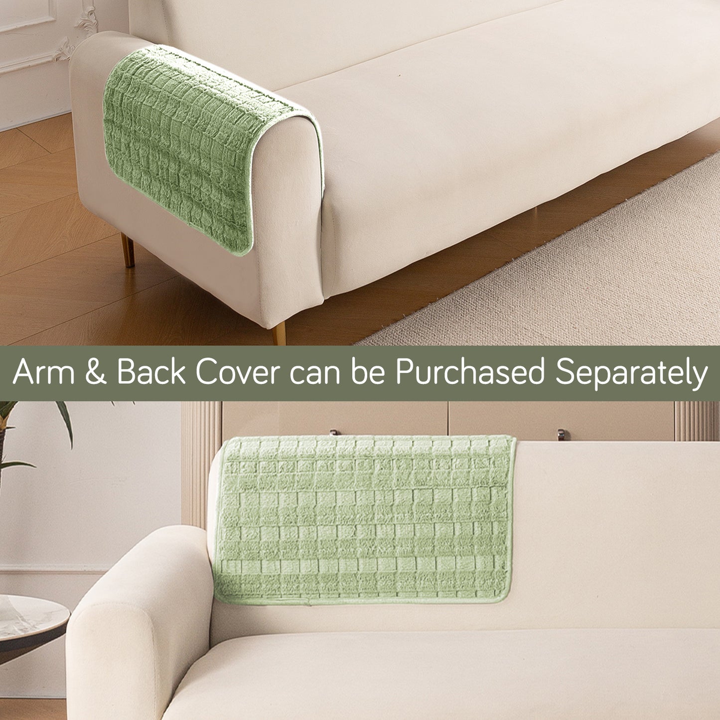 'Plush Haven' Premium Anti Slip Sofa Cover Mat, Pastel Green