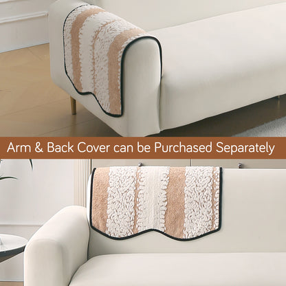 Luxury Wavy Plush Anti-Slip Sofa Cover Mats - Desert Brown