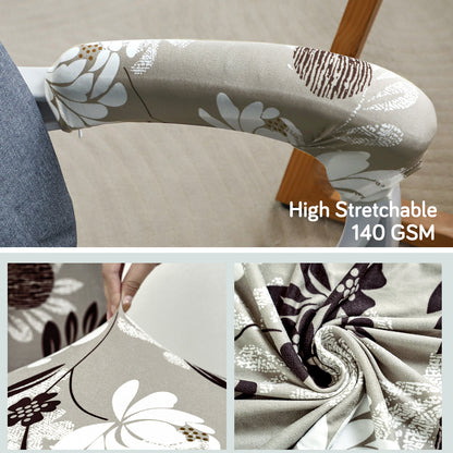 140gsm Printed Armrest Covers for Office Chair (Zipper Style), 1 Pair, Feather Brown Floral
