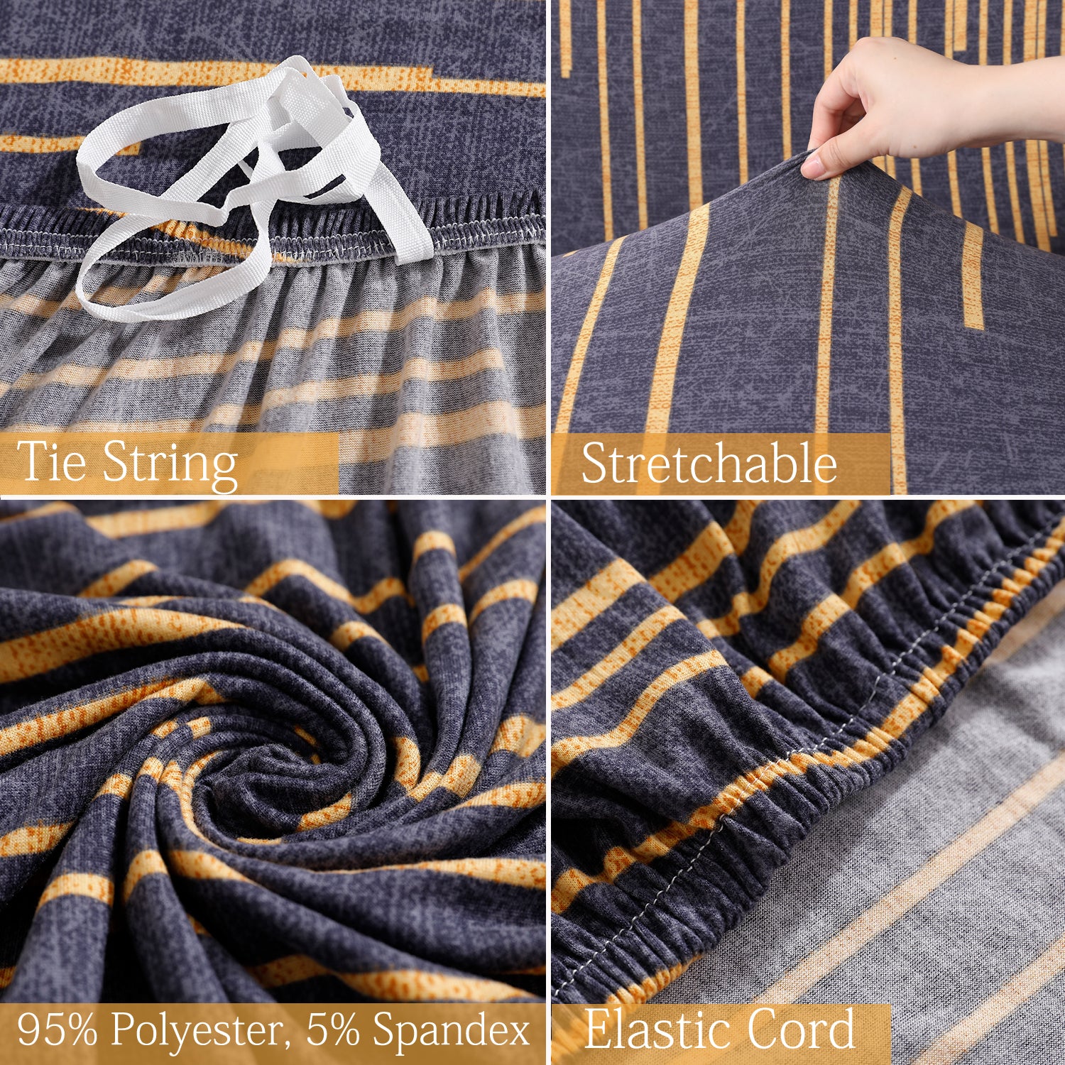 Elastic Stretchable Printed Sofa Cover, Striped Print