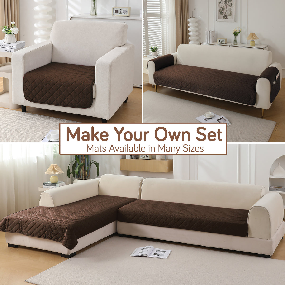 Drylin Quilted Sofa Cover Mat, Brown