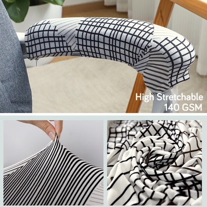 140gsm Printed Armrest Covers for Office Chair (Zipper Style), 1 Pair, Snow White Black Geometry