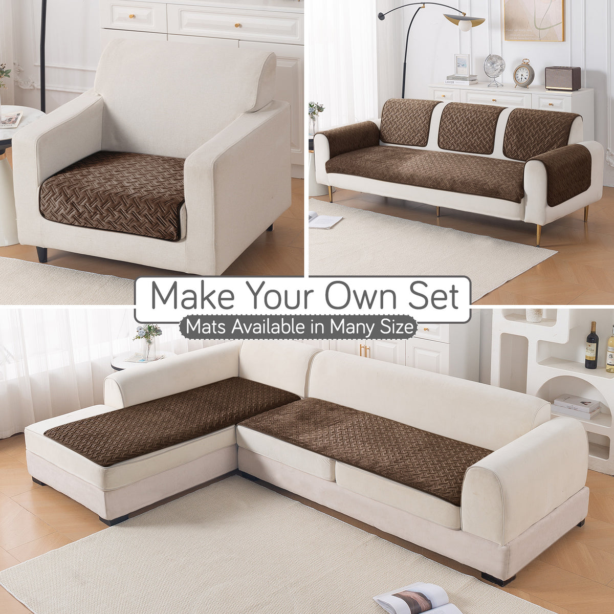Softline Quilted Sofa Cover Mat, Chocolate Brown
