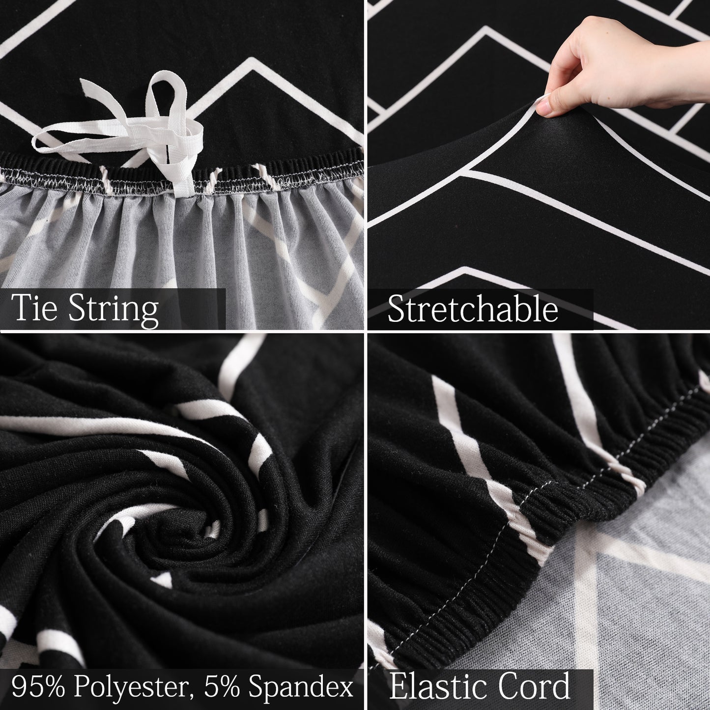 Features of Black Chevron Print elastic sofa cover sets
