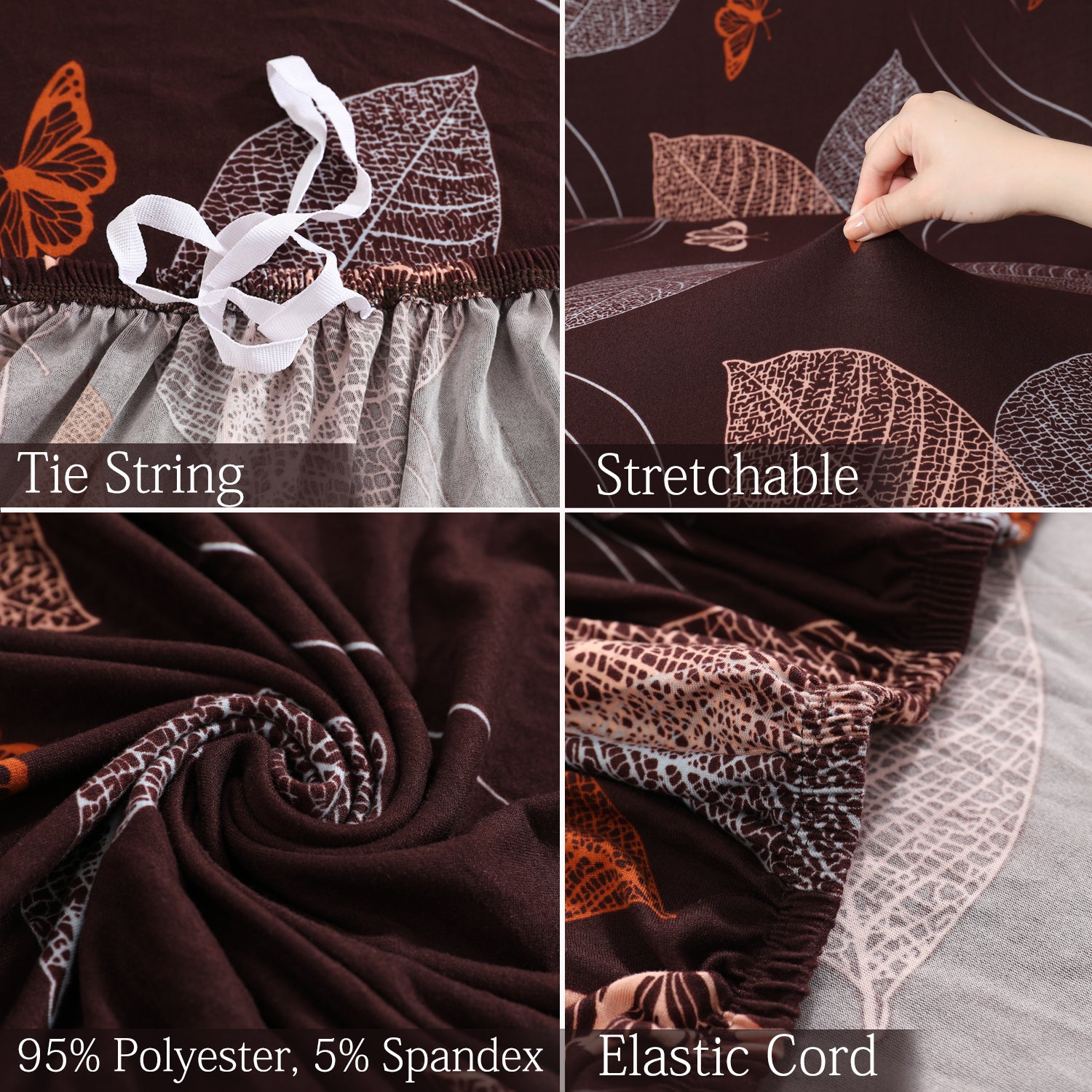 Features of Dark Brown Leaf elastic sofa cover sets