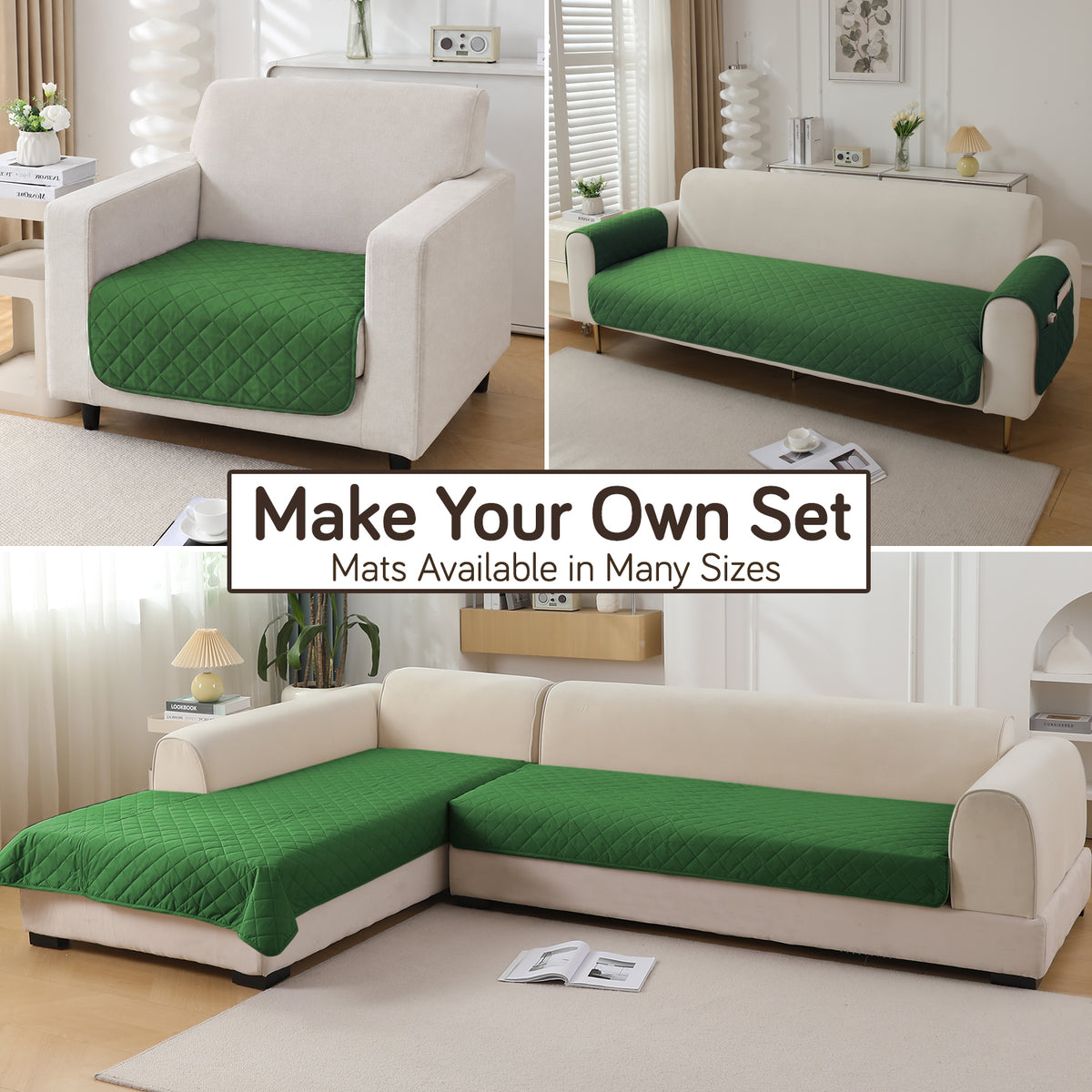 Drylin Quilted Sofa Cover Mat, Green