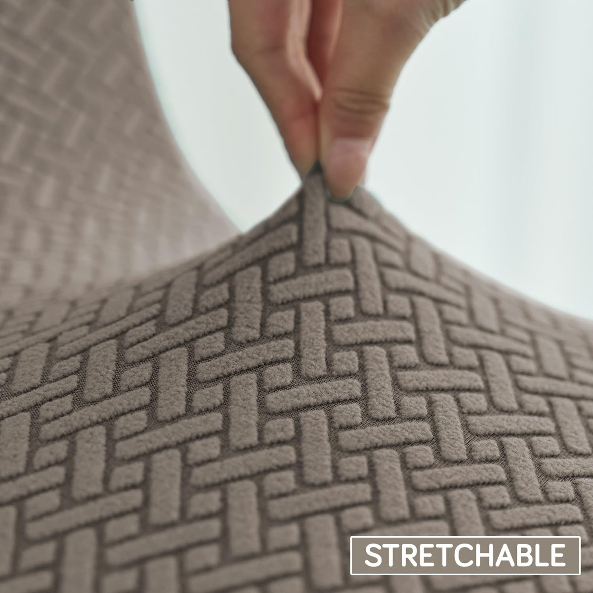 Premium Jacquard Stretchable Tub Chair Cover Slipcover, Taupe Brown