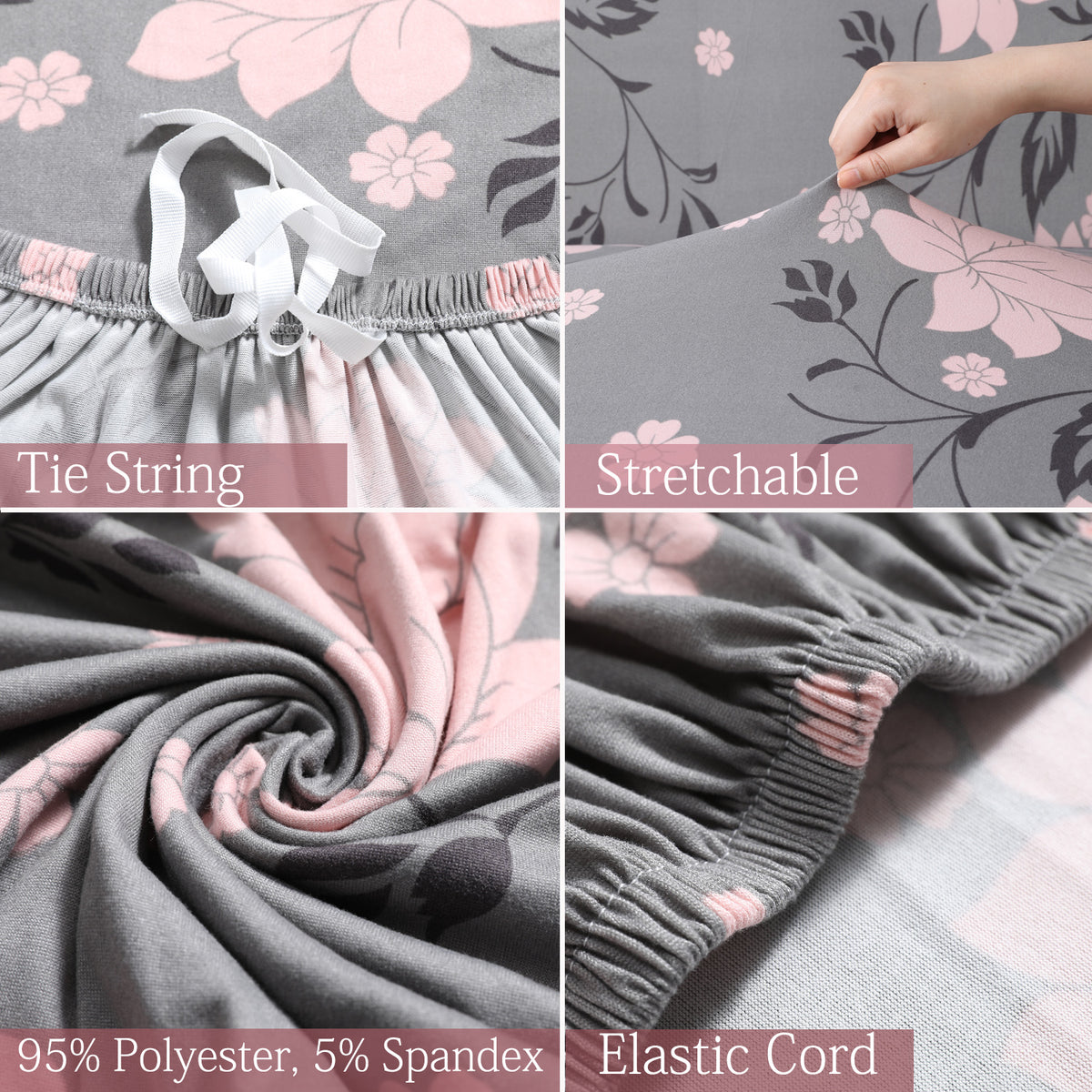 Features of Grey Dahila elastic sofa cover sets