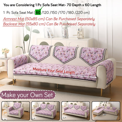 Florentina Series Premium Holland Velvet Sofa Cover Mat - Peony Lavender