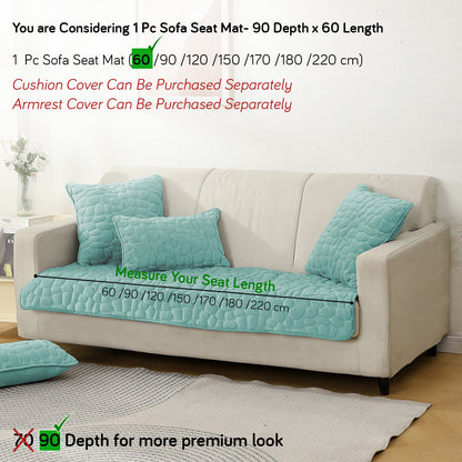 Premium Pebble Milk Velvet Anti Slip Sofa Mats, Fog Blue