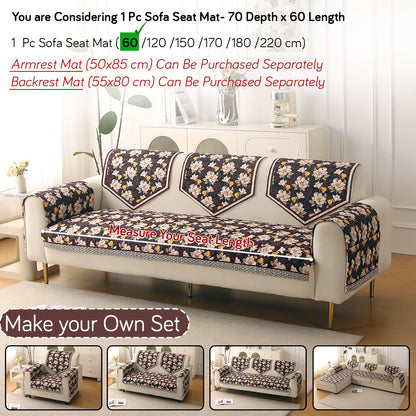 Florentina Series Premium Holland Velvet Sofa Cover Mat - Camellia Brown