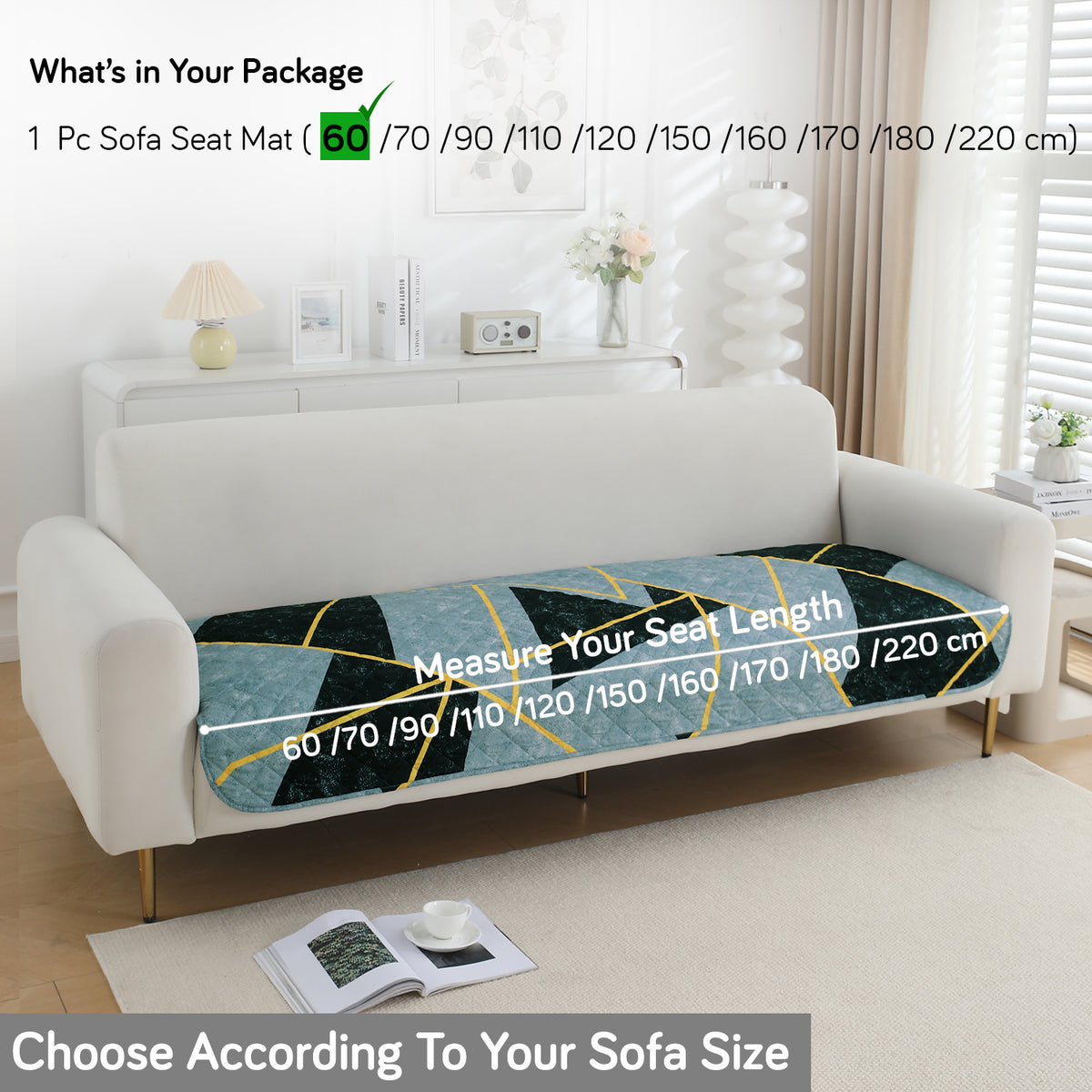 Water Repellent + Waterproof Quilted Sofa Mats, Multicolor Abstract Geometry