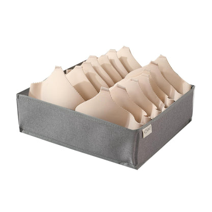 Undergarment Organizer Storage Box for Drawers Panty Socks Tie Lingerie Organizer for Wardrobe, 7/16/24 Grid, Grey
