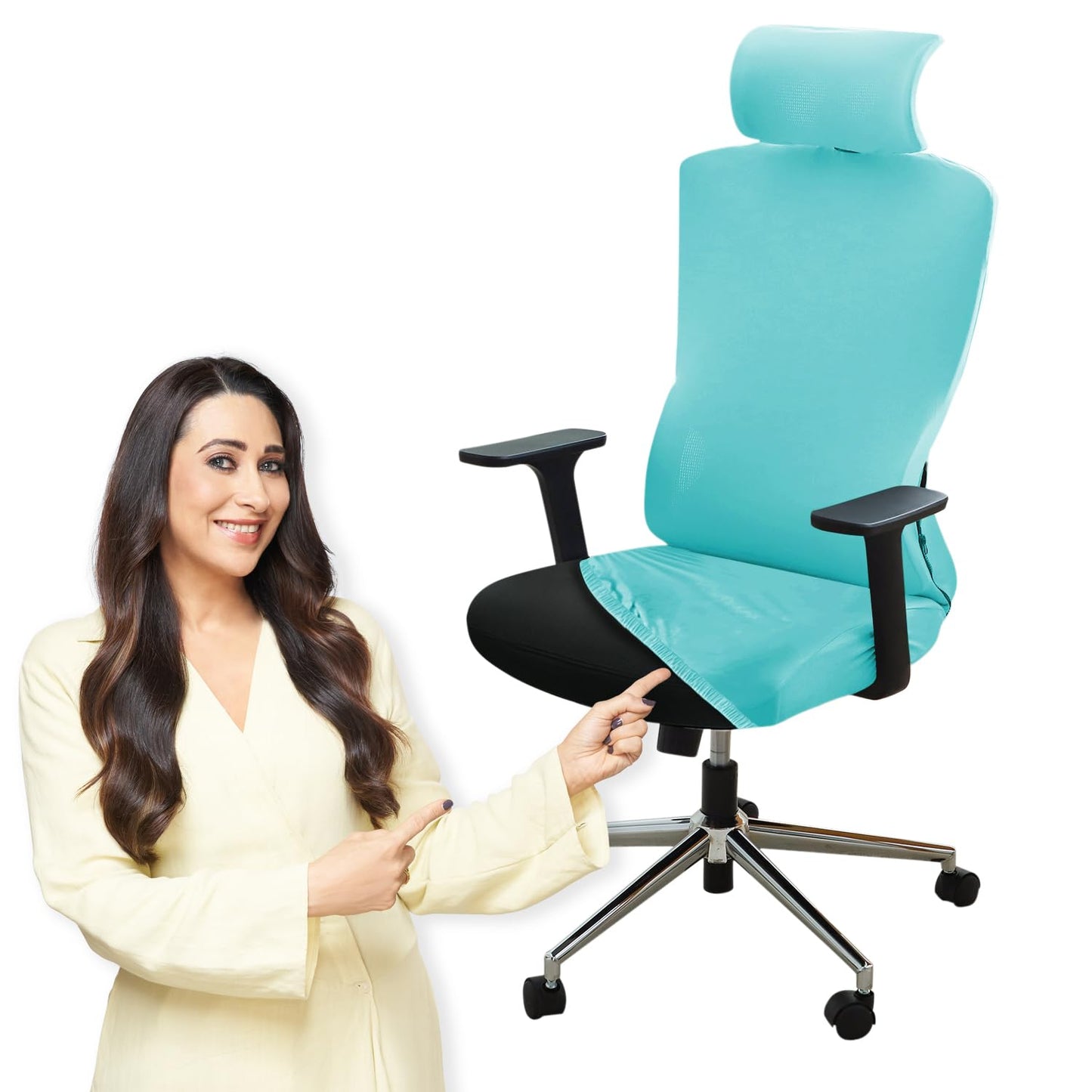 Office Chair Cover with Headrest and Stretchable Chair Seat Covers,Sky Blue