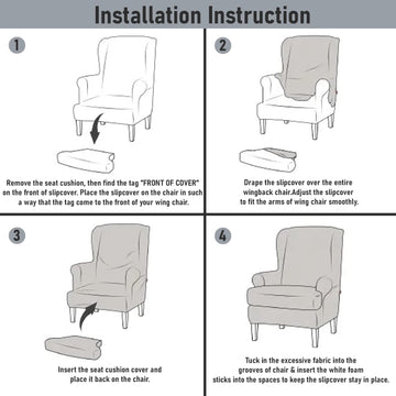 Premium Original Velvet Wing Chair Cover, Black