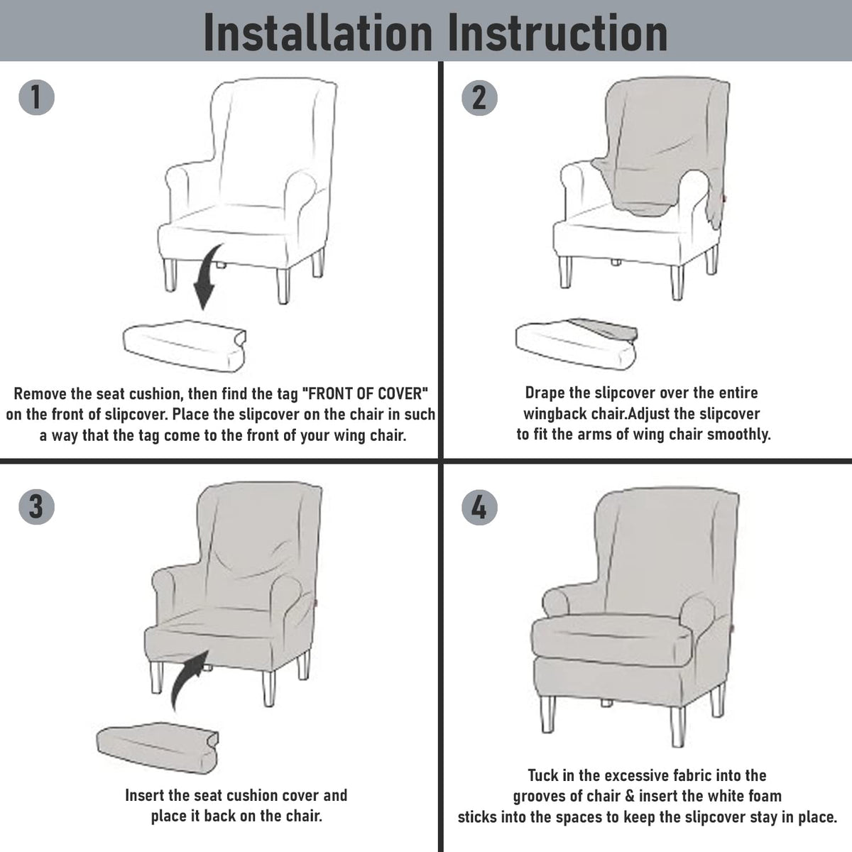 Step-by-Step Guide on How to Put on Beige Stretchable Velvet Wing Chair Covers