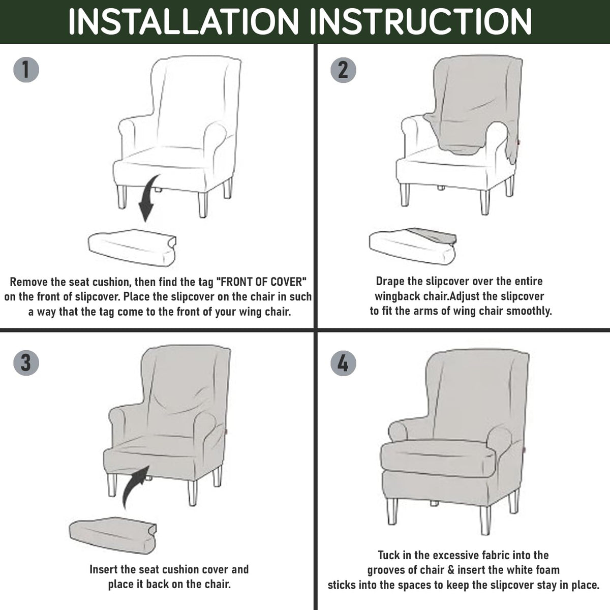 Guide on How to Put on Sea Green hibiscus Elastic Wing Chair Cover