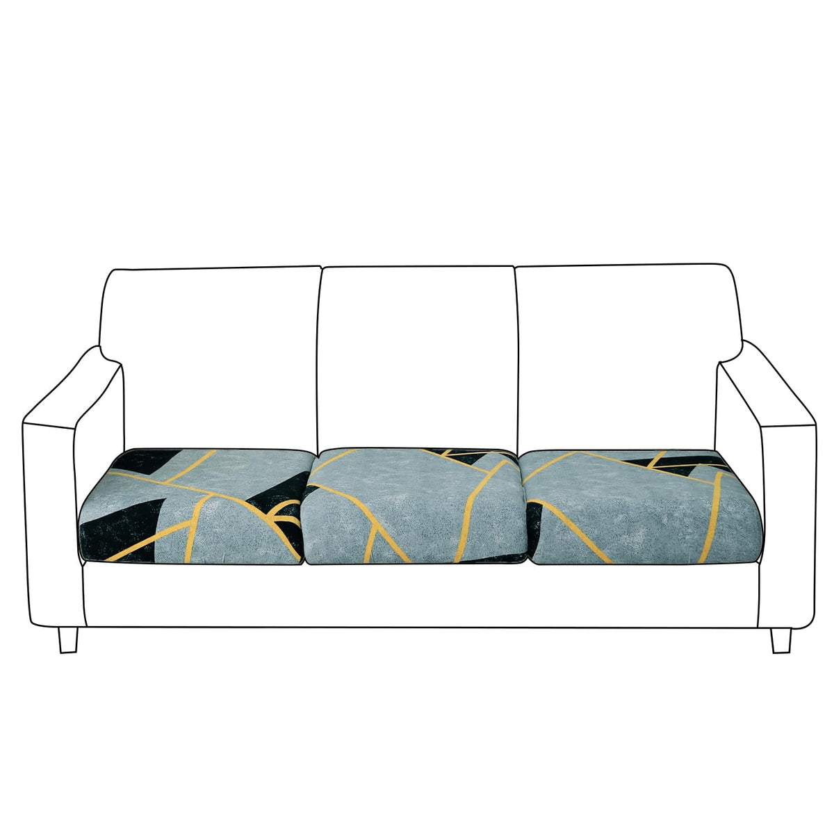140 GSM Stretchable Printed Elastic Sofa Cushion Seat Cover for 1 /2 /3 Seaters / Pieces for Sofa, Multicolor Abstract Geometry