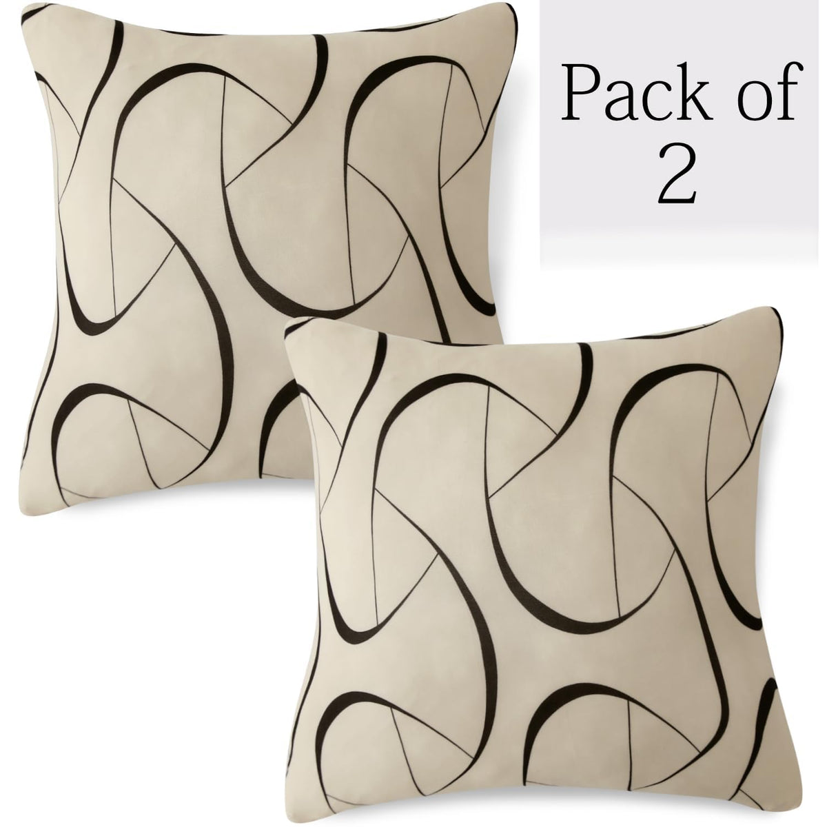 Natural Beige Abstract Art 16x16 zippered square sofa cushion covers Set of 2