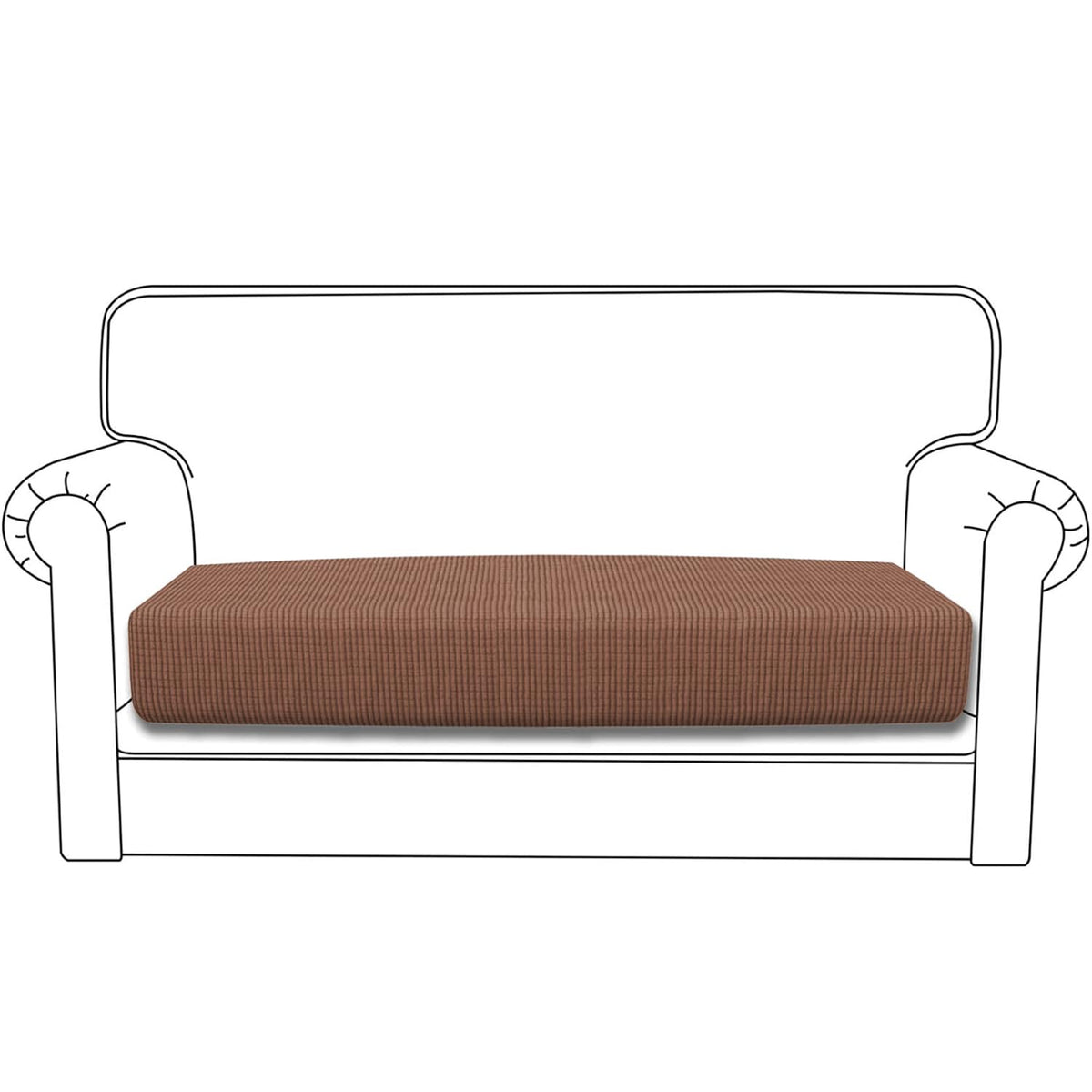 Stretchable Thick Jacquard Textured Seat Cushion Cover for 1/2/3 Seaters / Pieces for Sofa, Brown