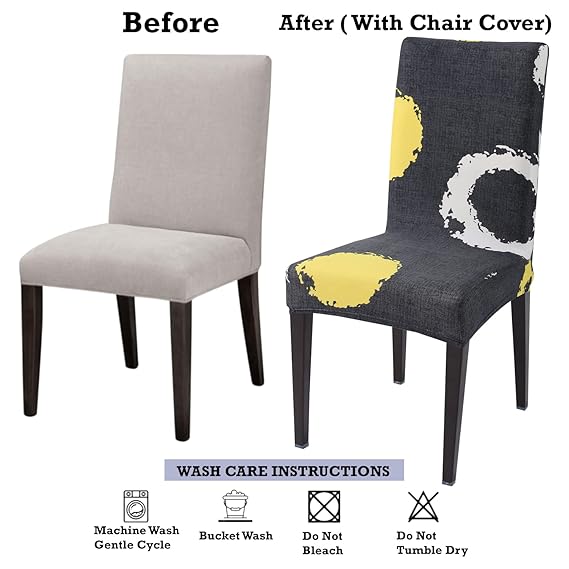 Dining chair before and after using Hokipo stretchable chair cover