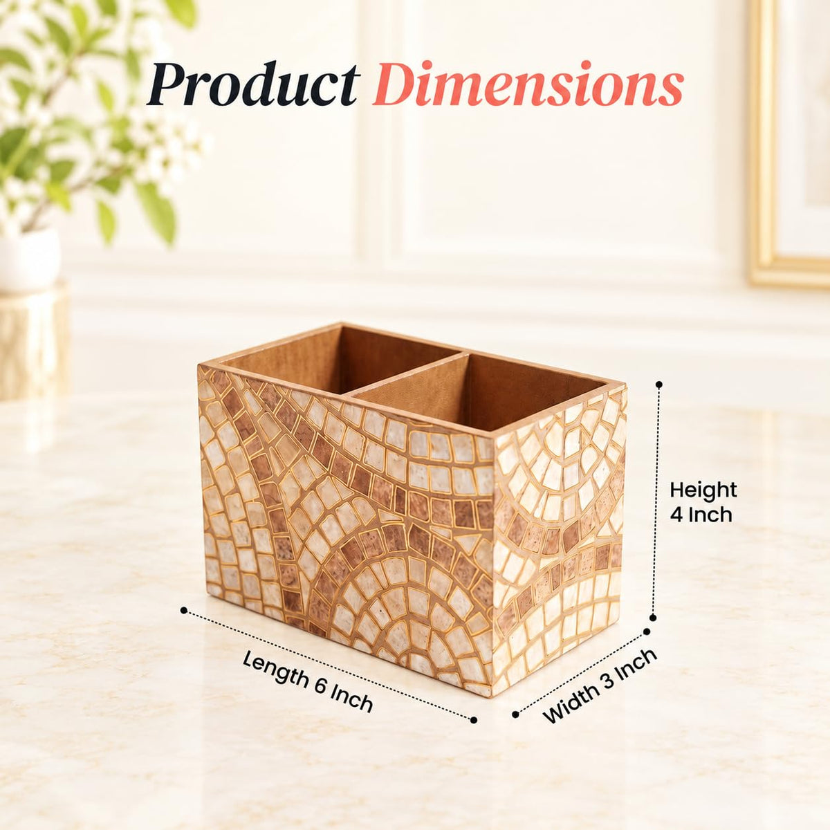 HOKIPO Cutlery Holder for Dining Table, Engineered Wood, Meher Mosaic - image 5