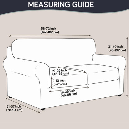 Printed Stretchable Sofa Slipcover with 1/2/3 Pc Separate Seat Cushion Cover for each 1/2/3 Seater, Graphite Glacier Grid