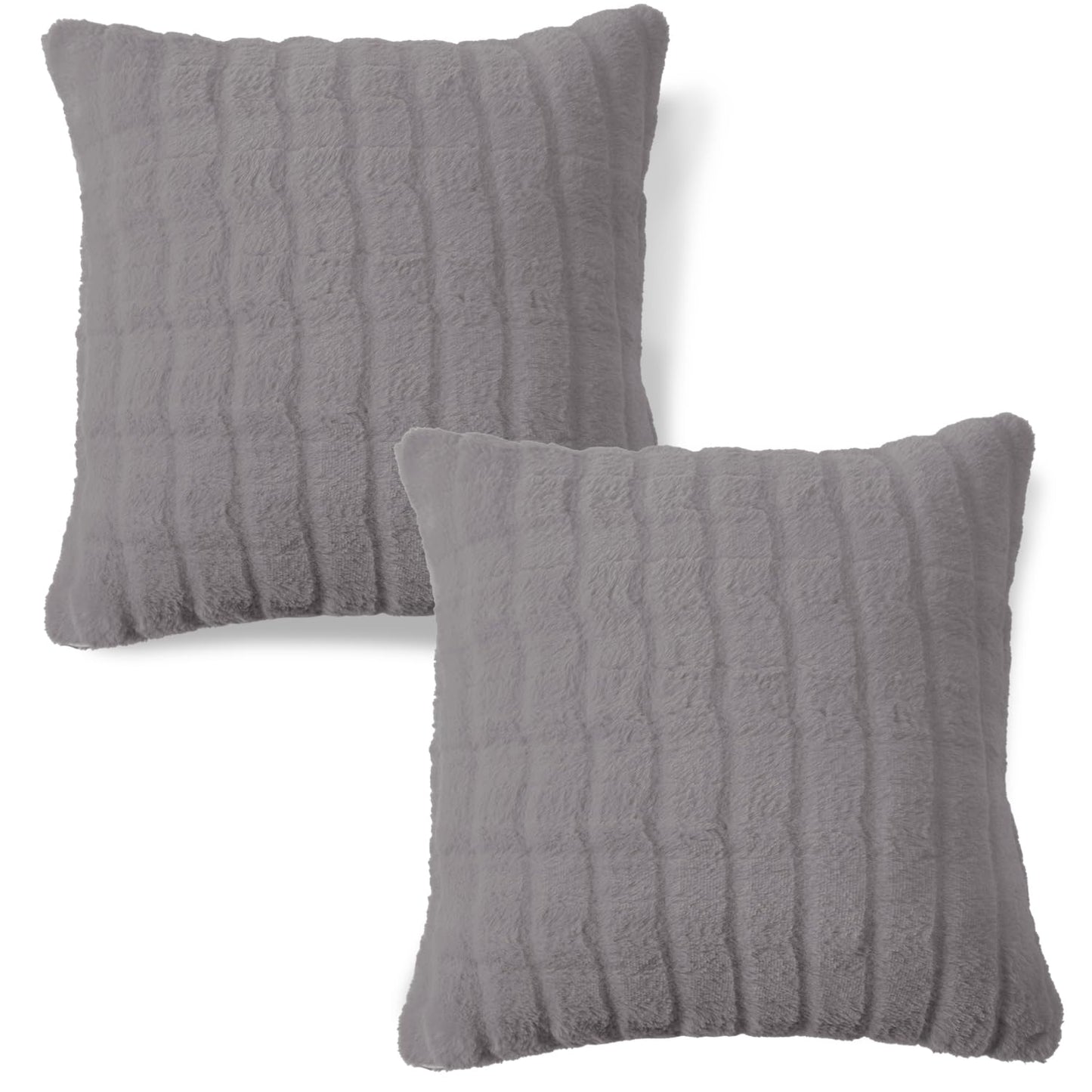 Buy Cute Light Grey colour Zippered Plush Pillow Covers
