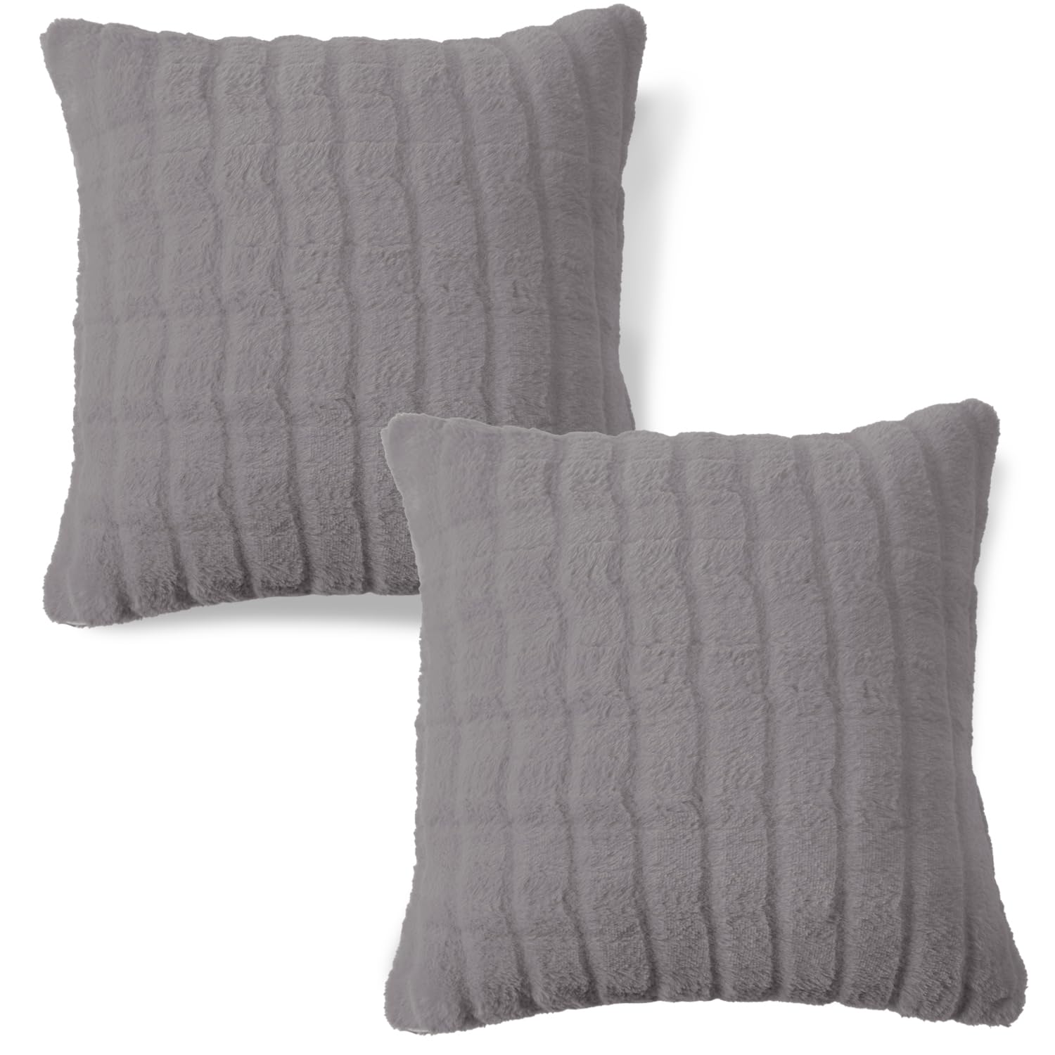 Buy Cute Light Grey colour Zippered Plush Pillow Covers