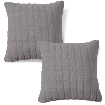 Buy Cute Light Grey colour Zippered Plush Pillow Covers