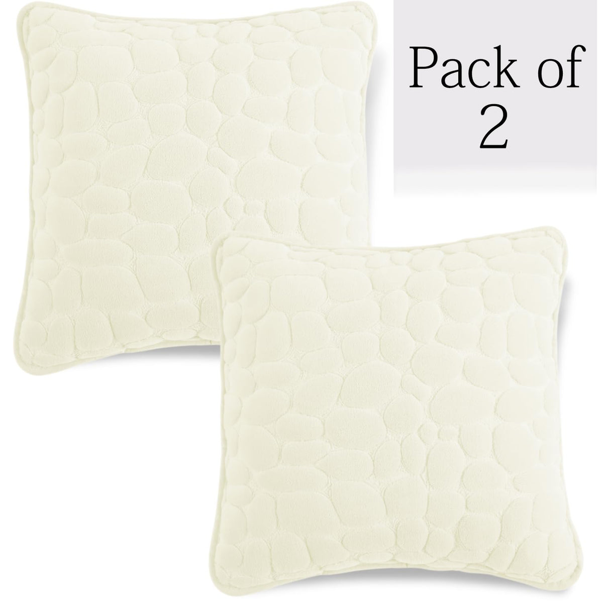 Buy Bliss White Colour Premium Zippered Pebble Texture Milk Velvet cushion covers in set of 2