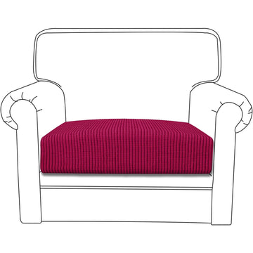 Stretchable Thick Jacquard Textured Seat Cushion Cover for 1/2/3 Seaters / Pieces for Sofa, Maroon
