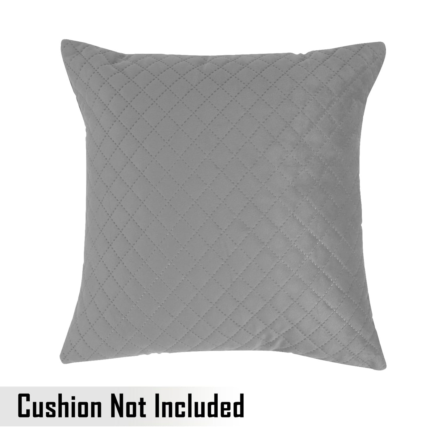 HOKIPO Quilted Velvet Sofa Cushion Cover Pack of 2, Fossil Grey