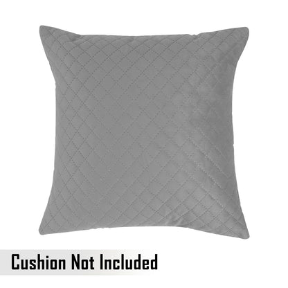 HOKIPO Quilted Velvet Sofa Cushion Cover Pack of 2, Fossil Grey