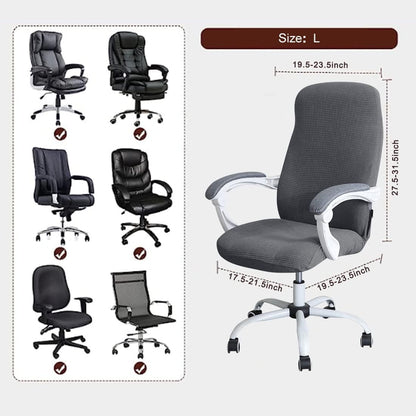 Water Resistant Jacquard Office Chair Slipcover for Armrest Chairs, Dark Grey