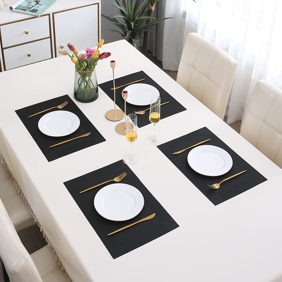 PVC Dining Table Mats, Black