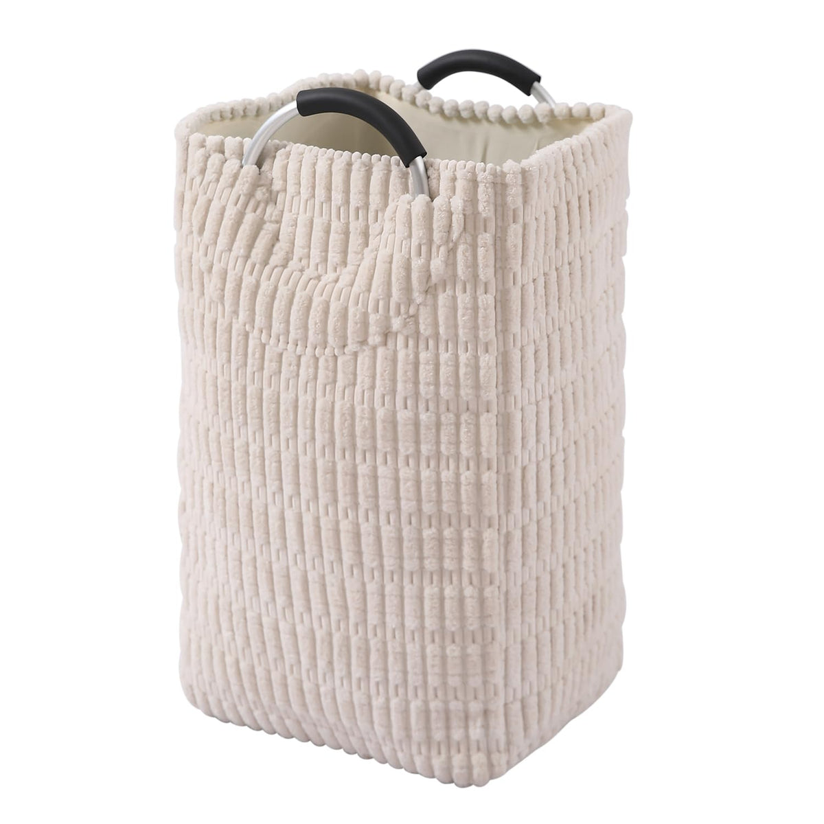 Folding Laundry Bag for Clothes Hamper Basket, Collapsible Storage Basket, Cream