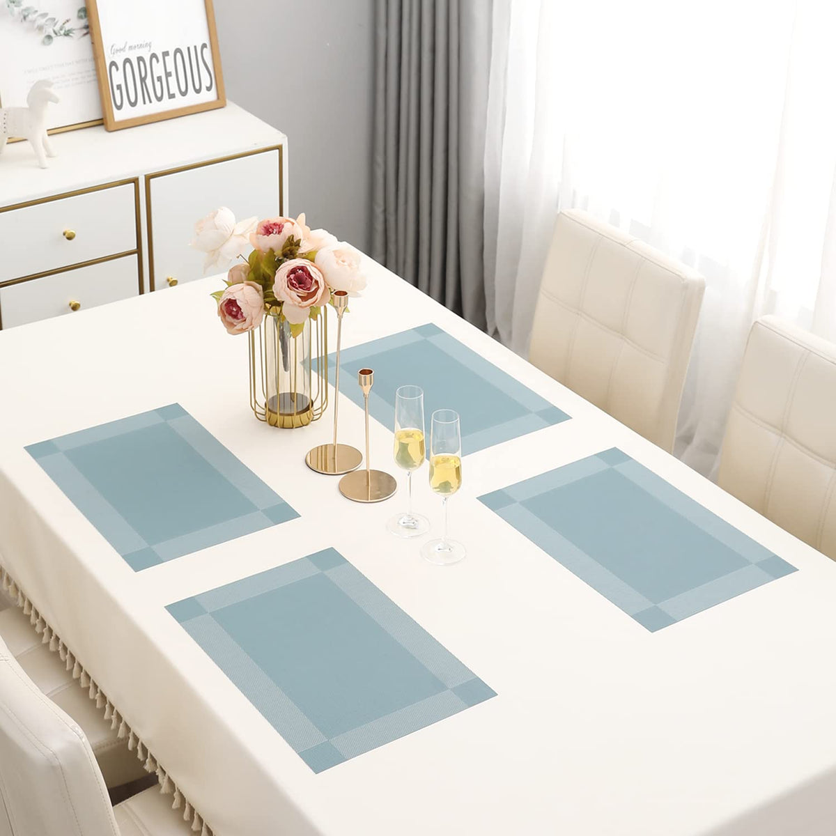 PVC Dining Table Mats, Blue