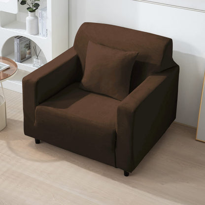 Elastic Stretchable Premium Velvet Sofa Cover, Brown