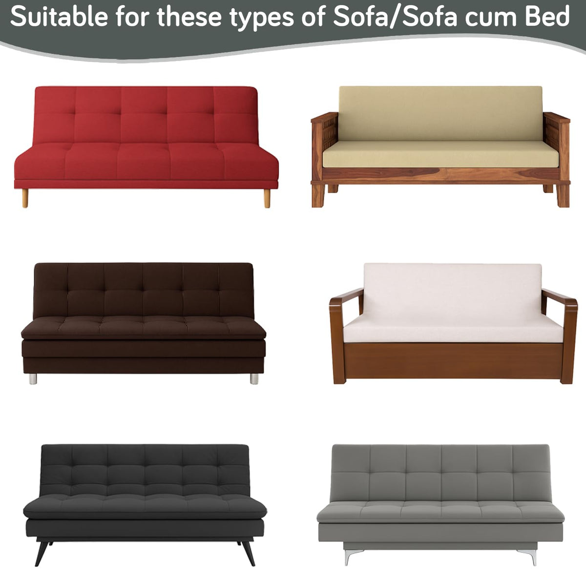 Elira Series Stretchable Elastic Armless Sofa Cover – 140 GSM, Futon Slipcover, Easy Fit, Intense Grey Abstract Floral