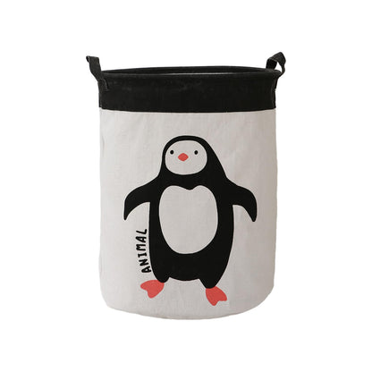 Kids Laundry Basket for Clothes, Toy Storage Bag, Penguin